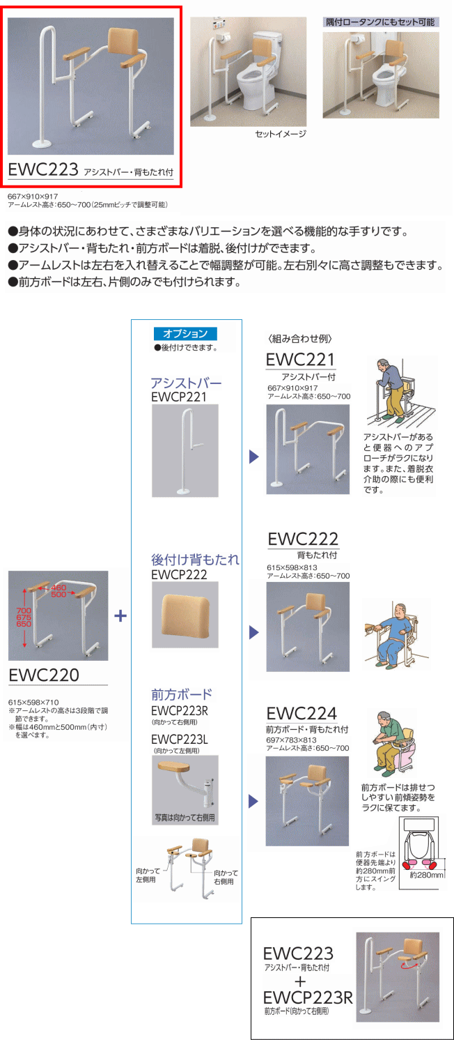 totoトイレシステム手すりアシストバー・背もたれ付