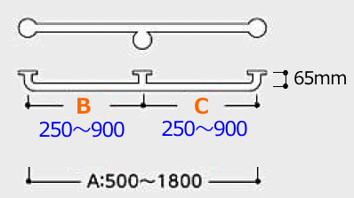 TOTO　I-shaped Grab bars long type