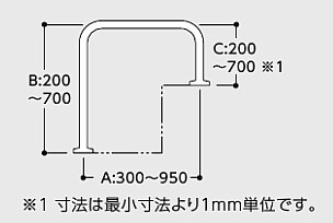 TOTOパブリック用手すり樹脂被覆タイプ イージーオーダー JP09 商品形状