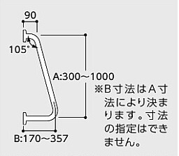 TOTOパブリック用手すり樹脂被覆タイプ イージーオーダー JP17 商品形状