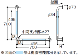 介護施設向け手摺　寸法図