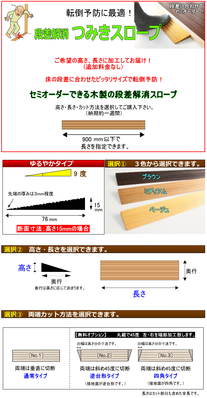 木製段差解消スロープ選び方