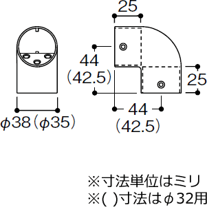 コーナージョイントの寸法