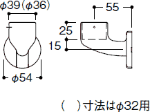 直付エンドブラケットの寸法