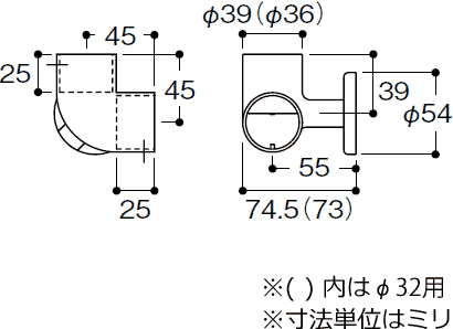 コーナーブラケットの寸法